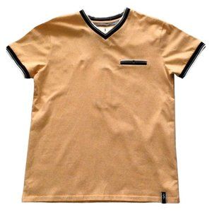 Scott James England Men V-Neck Short Sleeve Shirt Melon Size Large MSRP$68 New